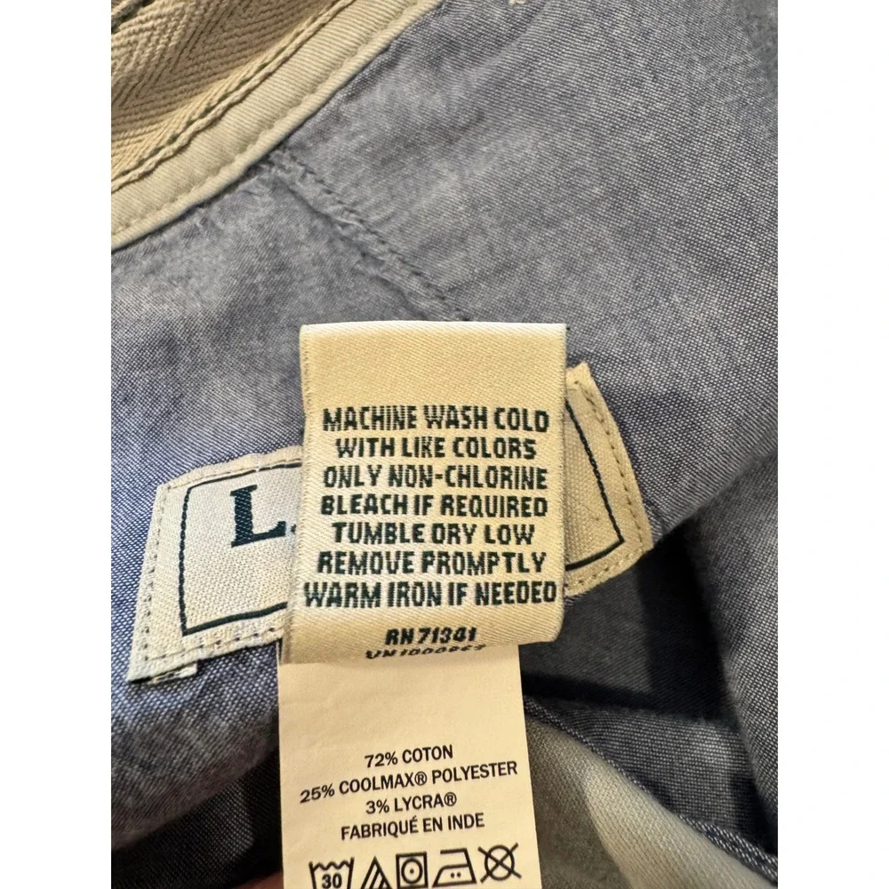 L.L.Bean Chino Classic Fit Pants Mens 42x29 Light Grey Coolmax Preppy Neutral - Picture 6 of 15
